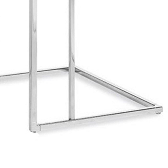 Textured Wooden Top End Table with Metal Base,Set of 3,Black and Silver