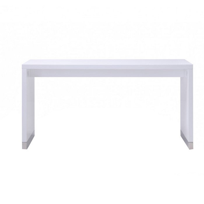 Wooden Bar Table with Rectangular Top and Metal Base, White