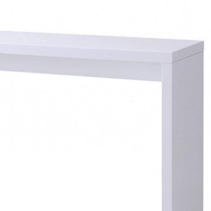 Wooden Bar Table with Rectangular Top and Metal Base, White