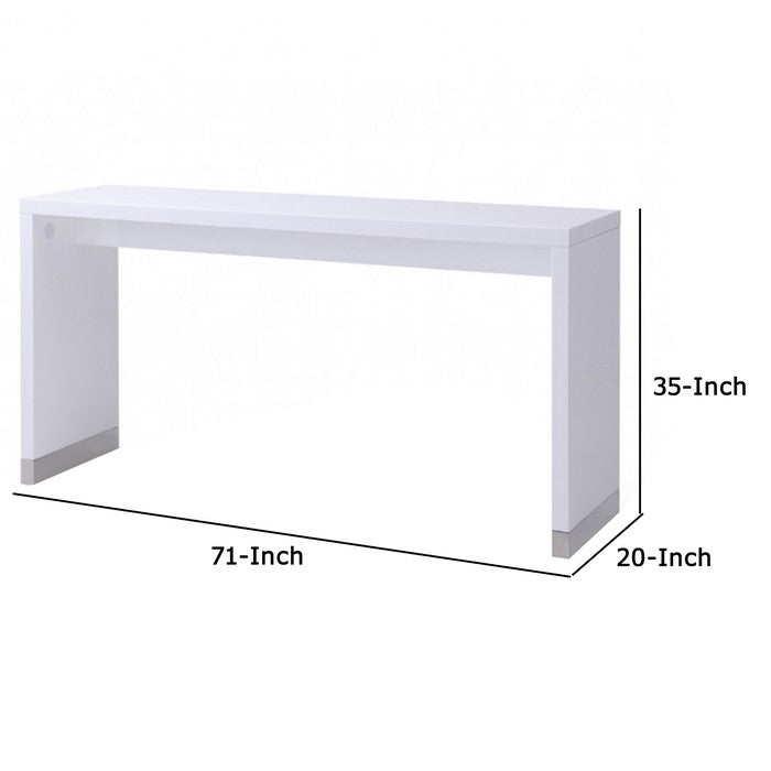 Wooden Bar Table with Rectangular Top and Metal Base, White