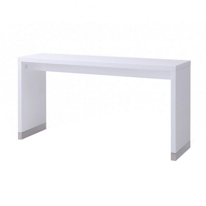 Wooden Bar Table with Rectangular Top and Metal Base, White