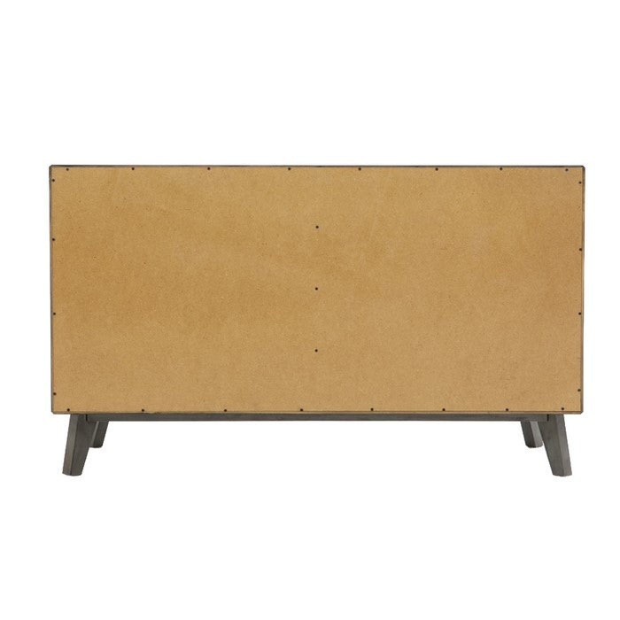 Wooden Dresser with 6 Drawers and Metal Bar Handles, Gray