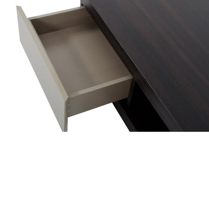 Wooden Coffee Table with Open Shelf and Storage Drawer, Brown and White
