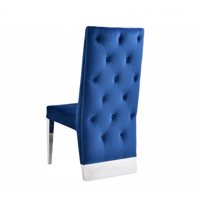 Leatherette Upholstered Dining Chair with Button Tufted Back,Set of 2, Blue