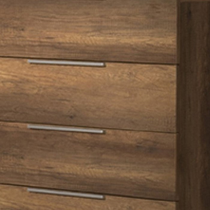 5 Drawers Wooden Chest with Metal Bar Handles and Base, Brown