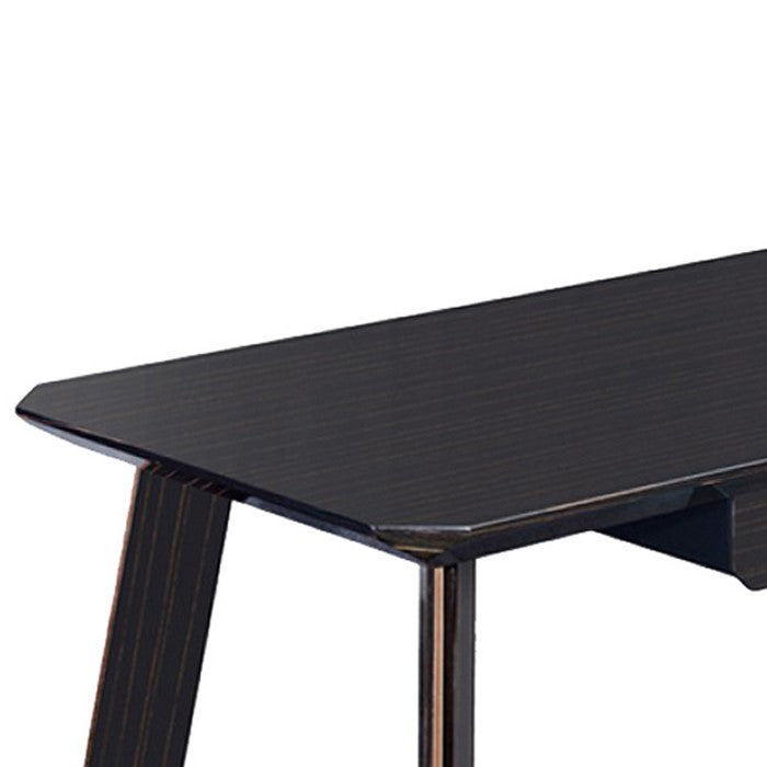 Contemporary Wooden Coffee Table with 1 Drawer and Metal Accents, Black