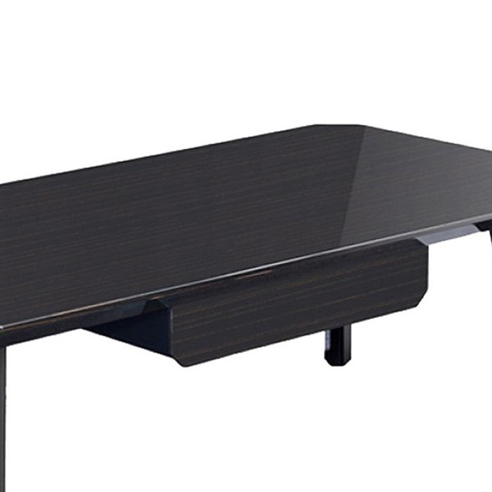 Contemporary Wooden Coffee Table with 1 Drawer and Metal Accents, Black