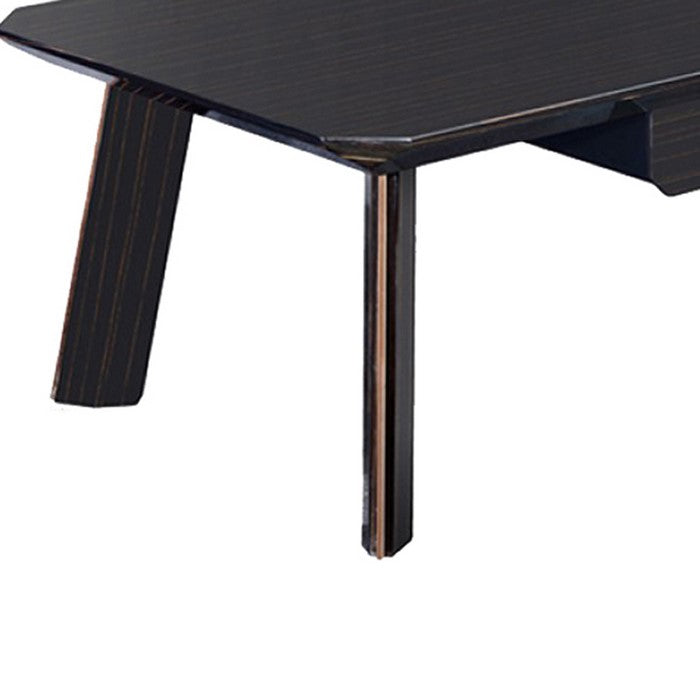 Contemporary Wooden Coffee Table with 1 Drawer and Metal Accents, Black