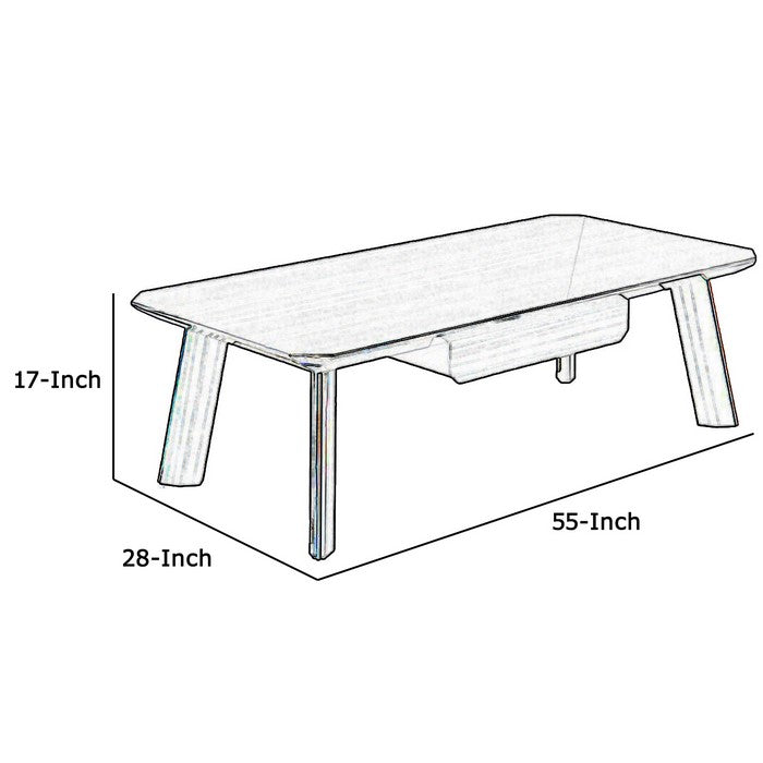 Contemporary Wooden Coffee Table with 1 Drawer and Metal Accents, Black