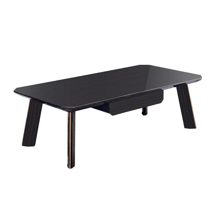 Contemporary Wooden Coffee Table with 1 Drawer and Metal Accents, Black