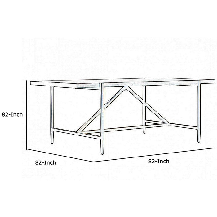 Rectangular Top Wooden Dining Table with Tapered Metal Legs, Brown