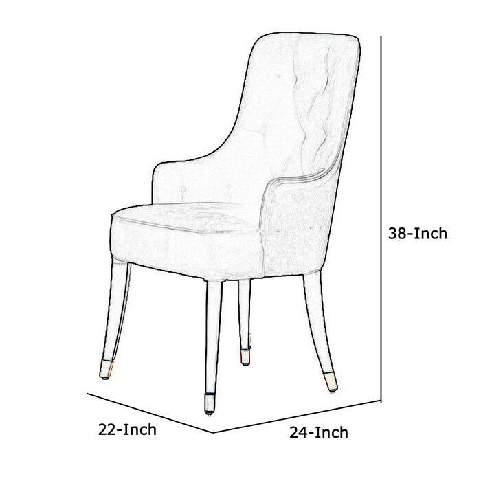 Velvet Upholstered Dining Chair with Tufted Backrest and Flared Legs, Black