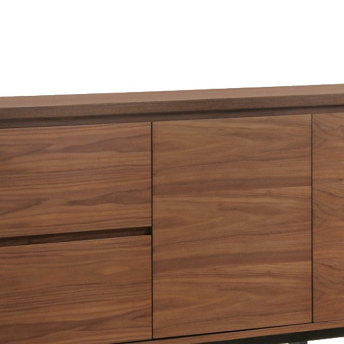 Transitional Wooden Buffet with 2 Drawers and 2 Doors, Brown