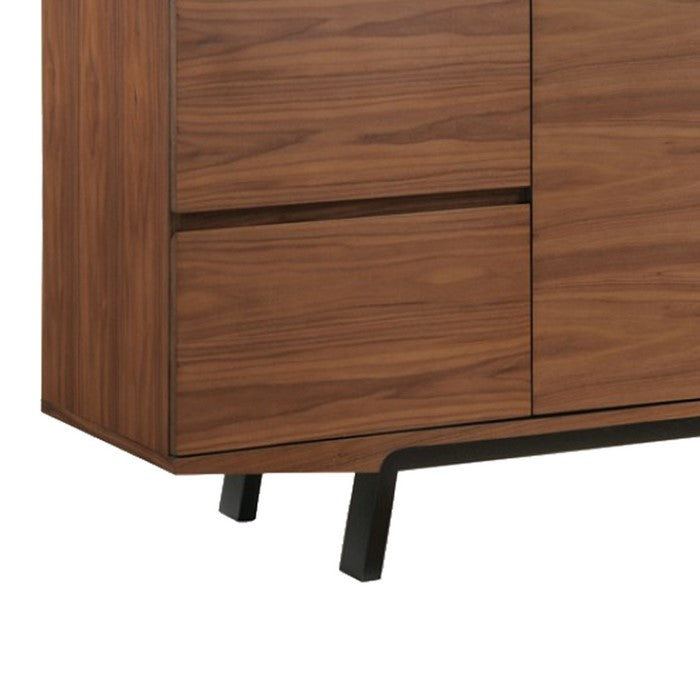 Transitional Wooden Buffet with 2 Drawers and 2 Doors, Brown