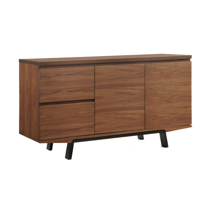 Transitional Wooden Buffet with 2 Drawers and 2 Doors, Brown