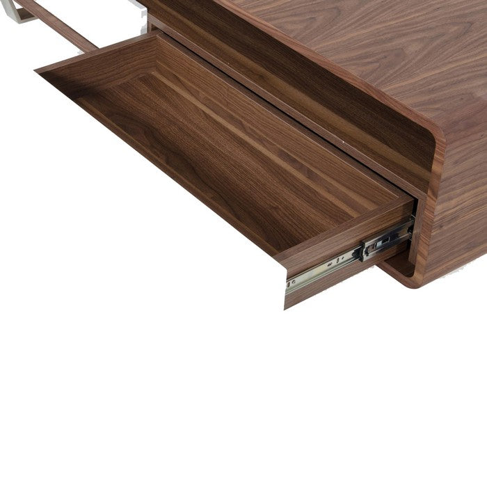 Wooden TV Stand with 2 Drawers and 2 Compartments, Brown and White