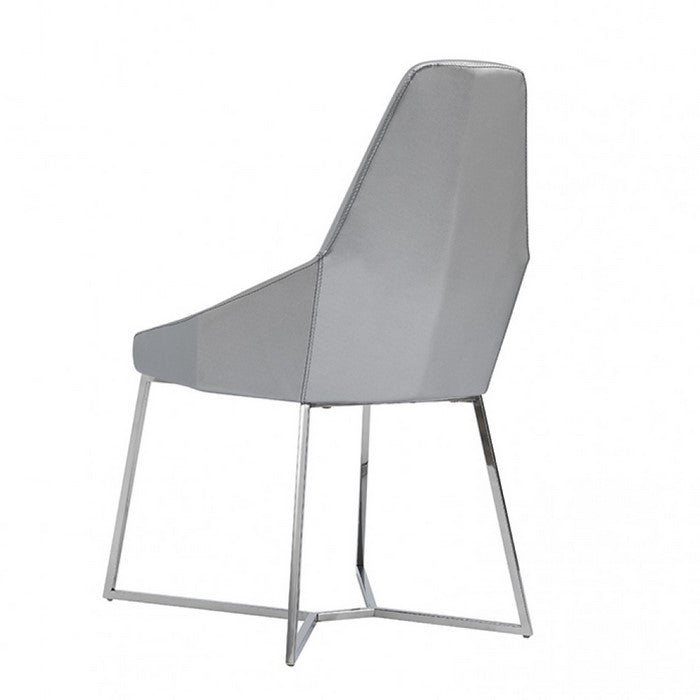 Leatherette Upholstered Dining Chair with Metal Base, Set of 2, Gray