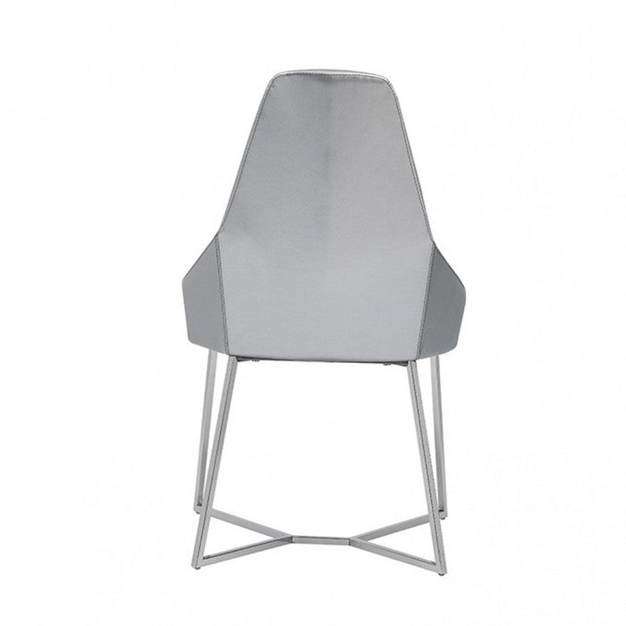 Leatherette Upholstered Dining Chair with Metal Base, Set of 2, Gray