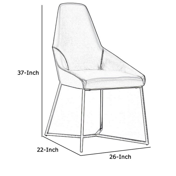 Leatherette Upholstered Dining Chair with Metal Base, Set of 2, Gray