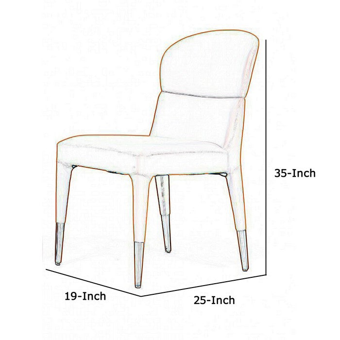 Wooden Dining Chairs with Stitched Curved Backrest, Set of 2, Orange