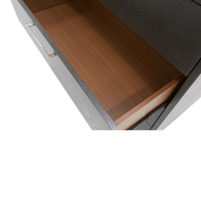 5 Drawer Wooden Chest with Metal Bar Handles and Tapered Legs, Gray