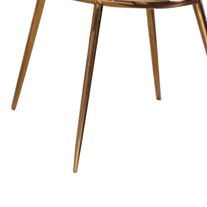 Contemporary Dining Chair with Slated Metal Backrest,Set of 2,Blue and Gold