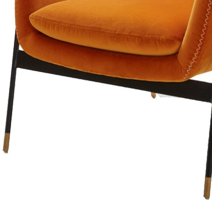 Fabric Upholstered Lounge Chair with Metal Frame, Orange and Black
