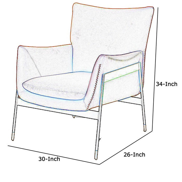 Fabric Upholstered Lounge Chair with Metal Frame, Orange and Black