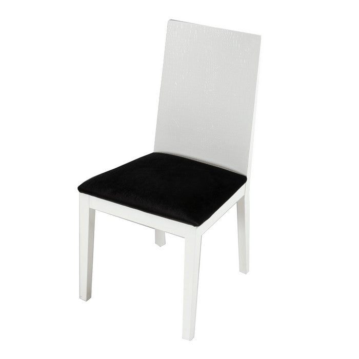 Wooden Dining Chair with Textured Details, Set of 2, Black and White