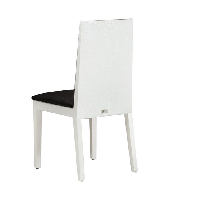 Wooden Dining Chair with Textured Details, Set of 2, Black and White
