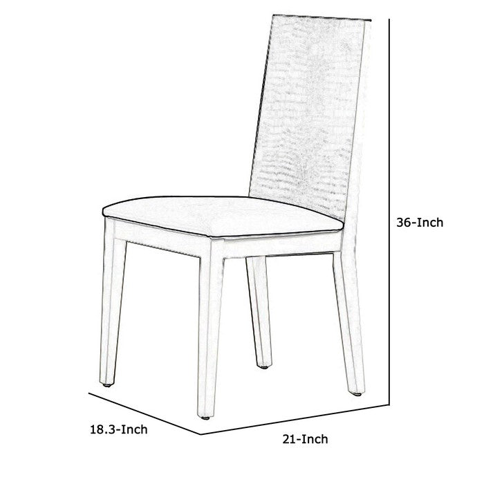 Wooden Dining Chair with Textured Details, Set of 2, Black and White