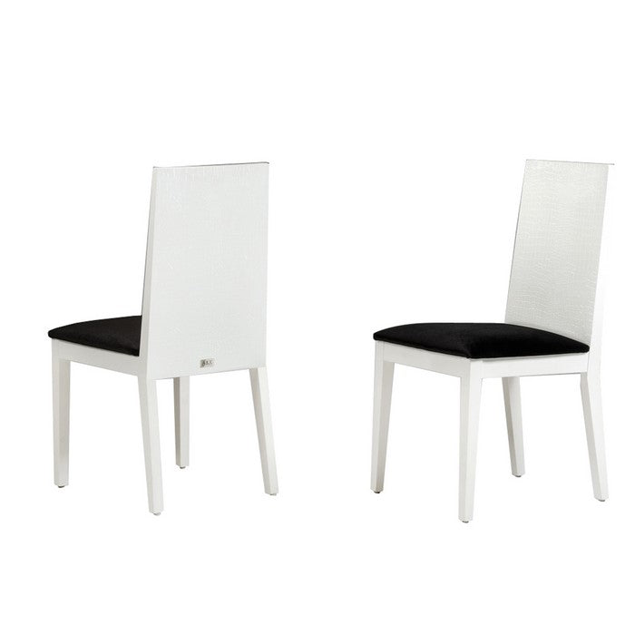 Wooden Dining Chair with Textured Details, Set of 2, Black and White