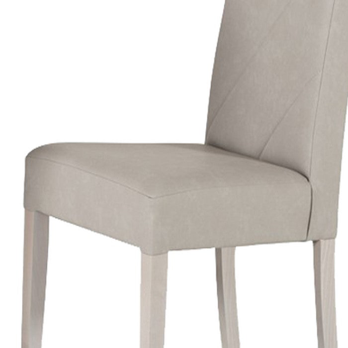 Wooden Dining Chair with Leatherette Seat and Backrest, Set of 2, Gray