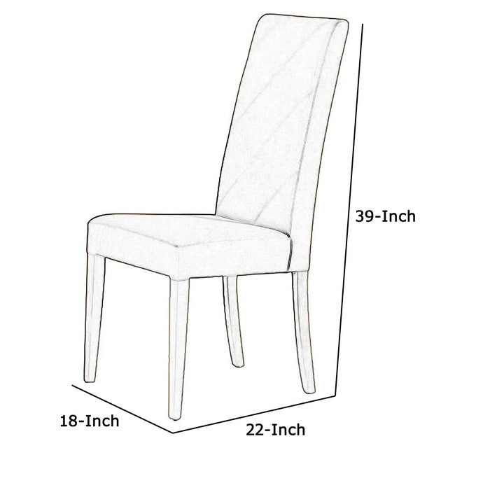 Wooden Dining Chair with Leatherette Seat and Backrest, Set of 2, Gray
