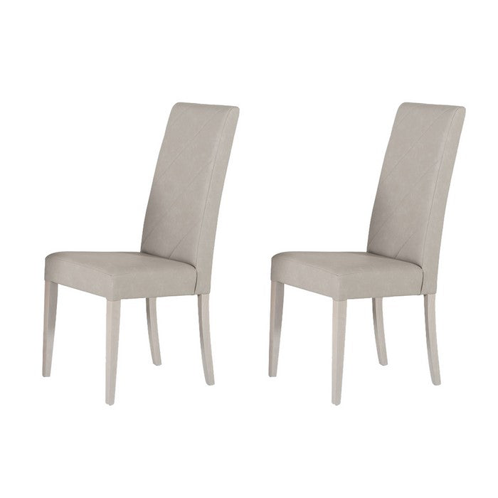 Wooden Dining Chair with Leatherette Seat and Backrest, Set of 2, Gray