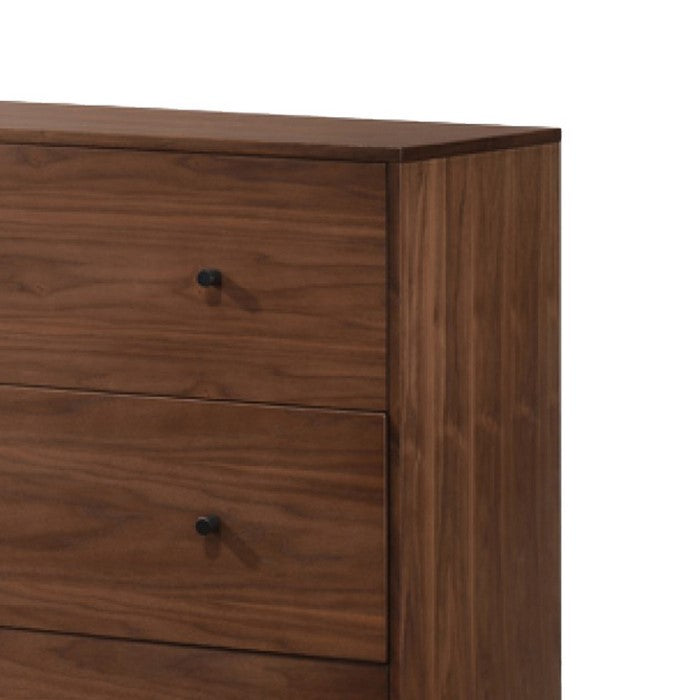 4 Drawer Wooden Chest with Knob Handles and Tapered Legs, Brown