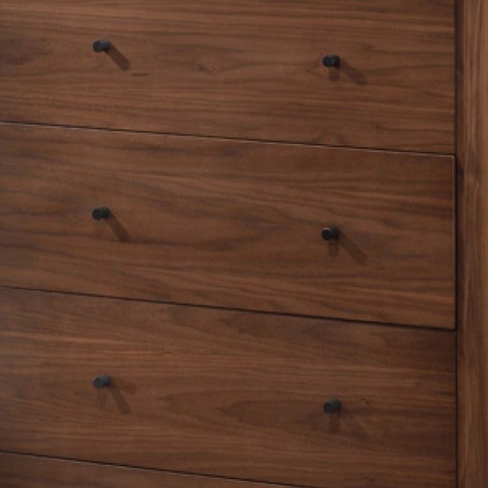 4 Drawer Wooden Chest with Knob Handles and Tapered Legs, Brown
