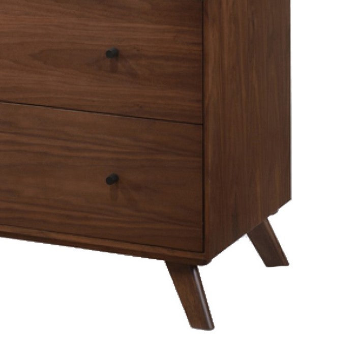 4 Drawer Wooden Chest with Knob Handles and Tapered Legs, Brown