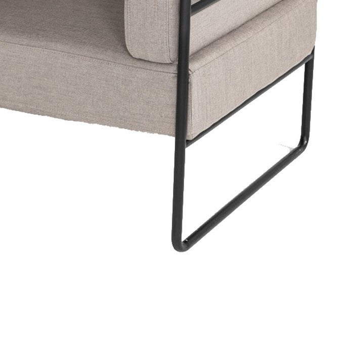 Fabric Upholstered Lounge Chair with Tubular Metal Frame, Gray and Black