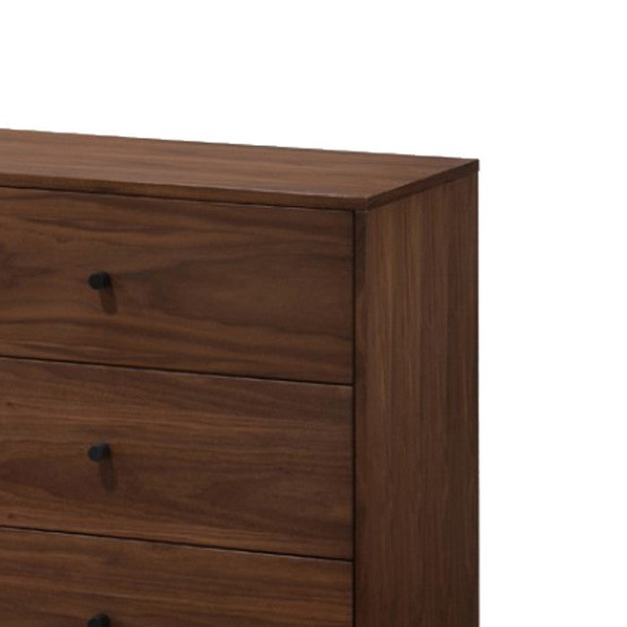 6 Drawer Wooden Dresser with Knob Handles and Tapered Legs, Brown