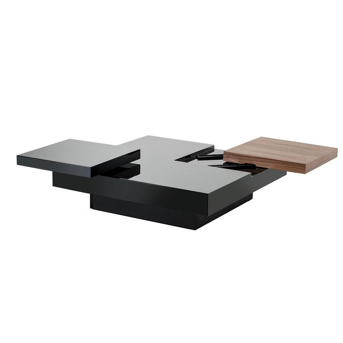1 Drawer Wooden Coffee Table with Movable Tabletop, Black and Brown