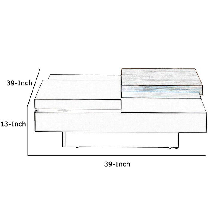 1 Drawer Wooden Coffee Table with Movable Tabletop, Black and Brown