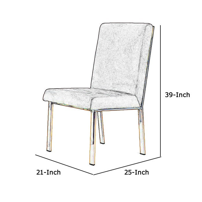 Fabric Upholstered Dining Chair with Metal Frame, Set of 2, Gray and Gold