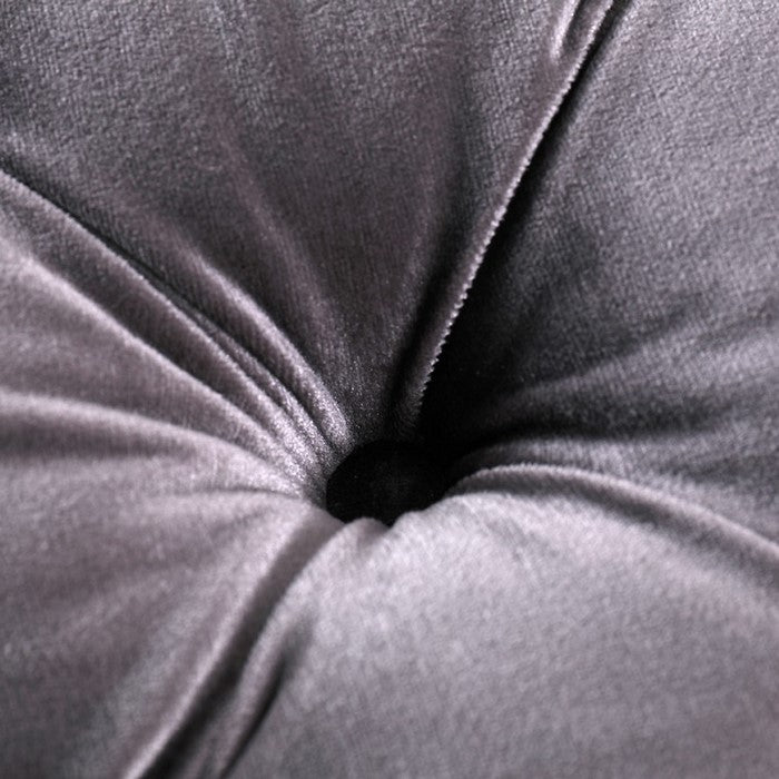 Fabric Upholstered Ottoman with Button Tufting, Dark Gray