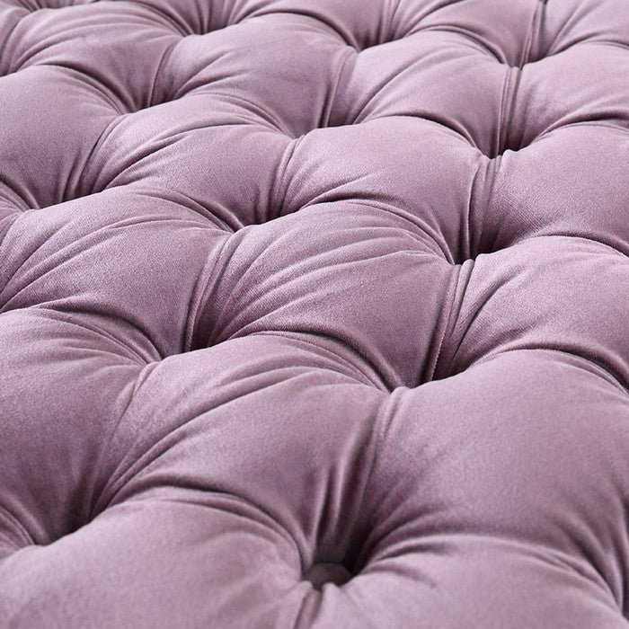 Fabric Upholstered Ottoman with Button Tufting, Purple