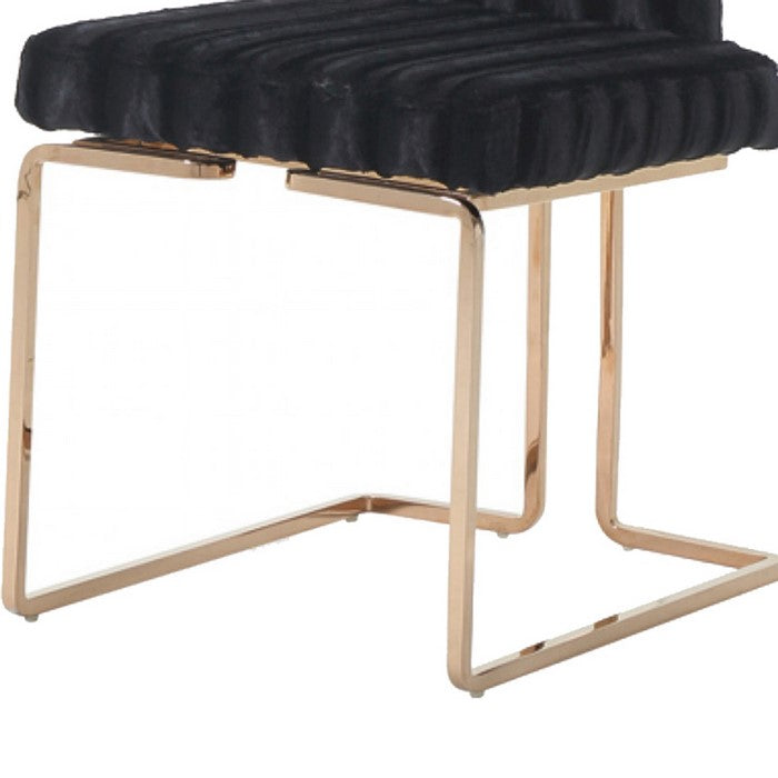 Leatherette Upholstered Dining Chair with Cantilever Base, Set of 2, Black