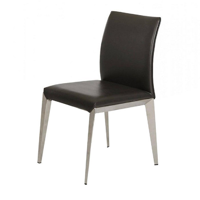 Leatherette Upholstered Dining Chair with Metal Legs, Set of 2, Gray