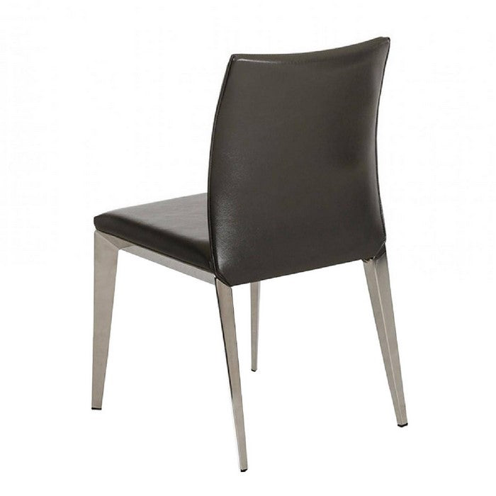 Leatherette Upholstered Dining Chair with Metal Legs, Set of 2, Gray