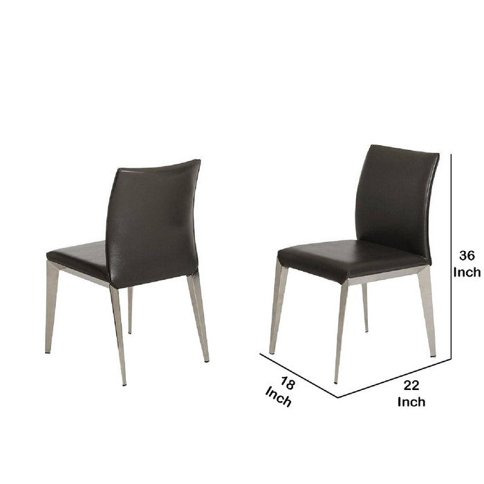 Leatherette Upholstered Dining Chair with Metal Legs, Set of 2, Gray
