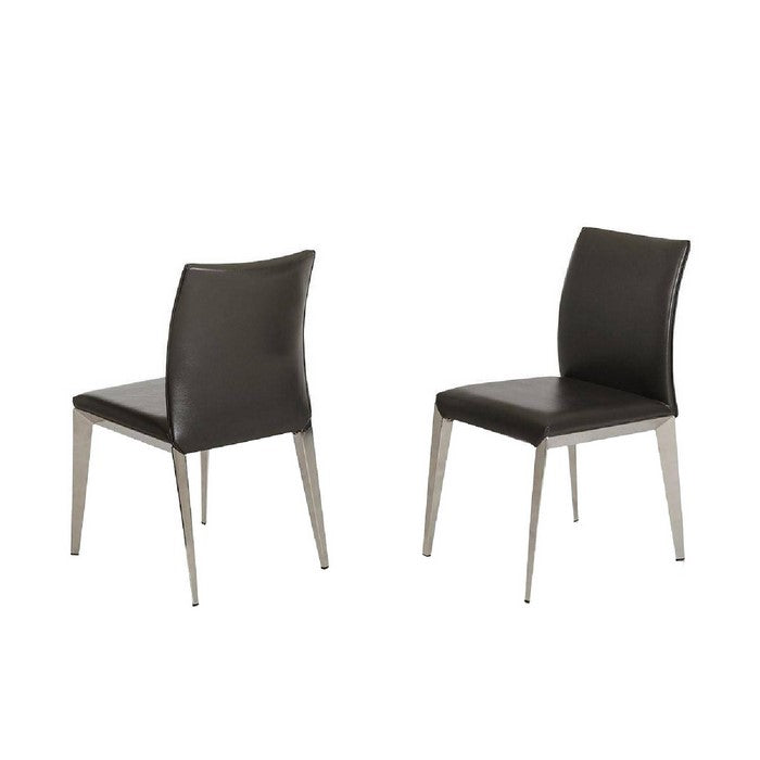 Leatherette Upholstered Dining Chair with Metal Legs, Set of 2, Gray
